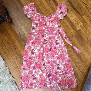 Hello Molly Pink Floral Midi Dress